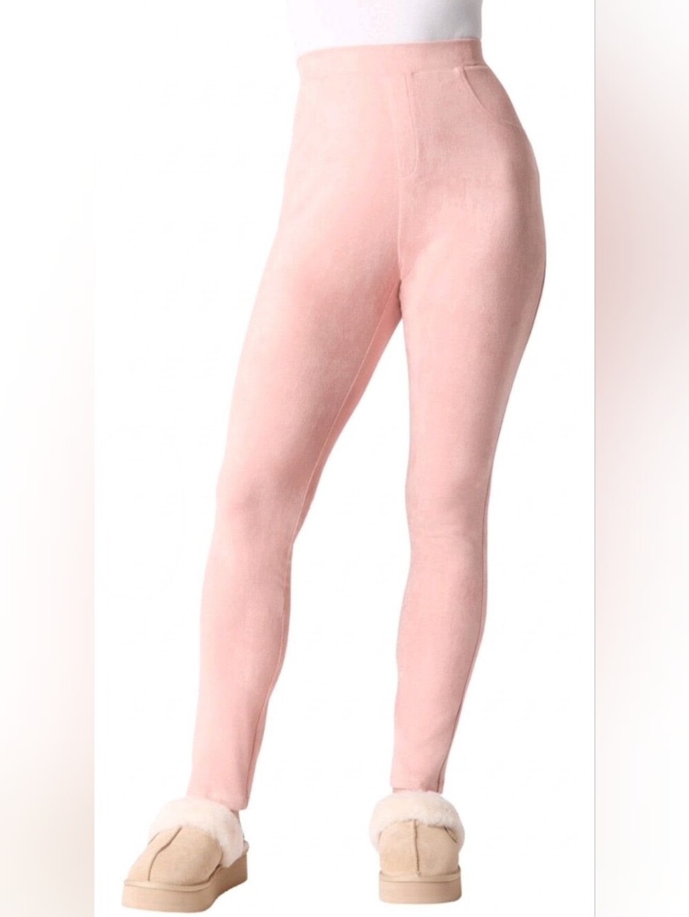 ROAMAN's Blush Pink Faux Suede Slim Leggings 18/20 Large